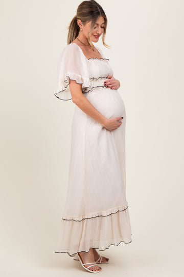 Cream Wide Sleeve Maternity Maxi Dress