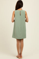 Light Olive Sleeveless Striped A-Line Mini Dress