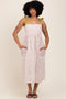 Cream Floral Shoulder Tie Button Down Midi Dress