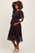 Black Micro Floral Pleated Maternity Midi Dress