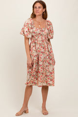 Cream Multi Printed Floral Maternity Maxi Dress