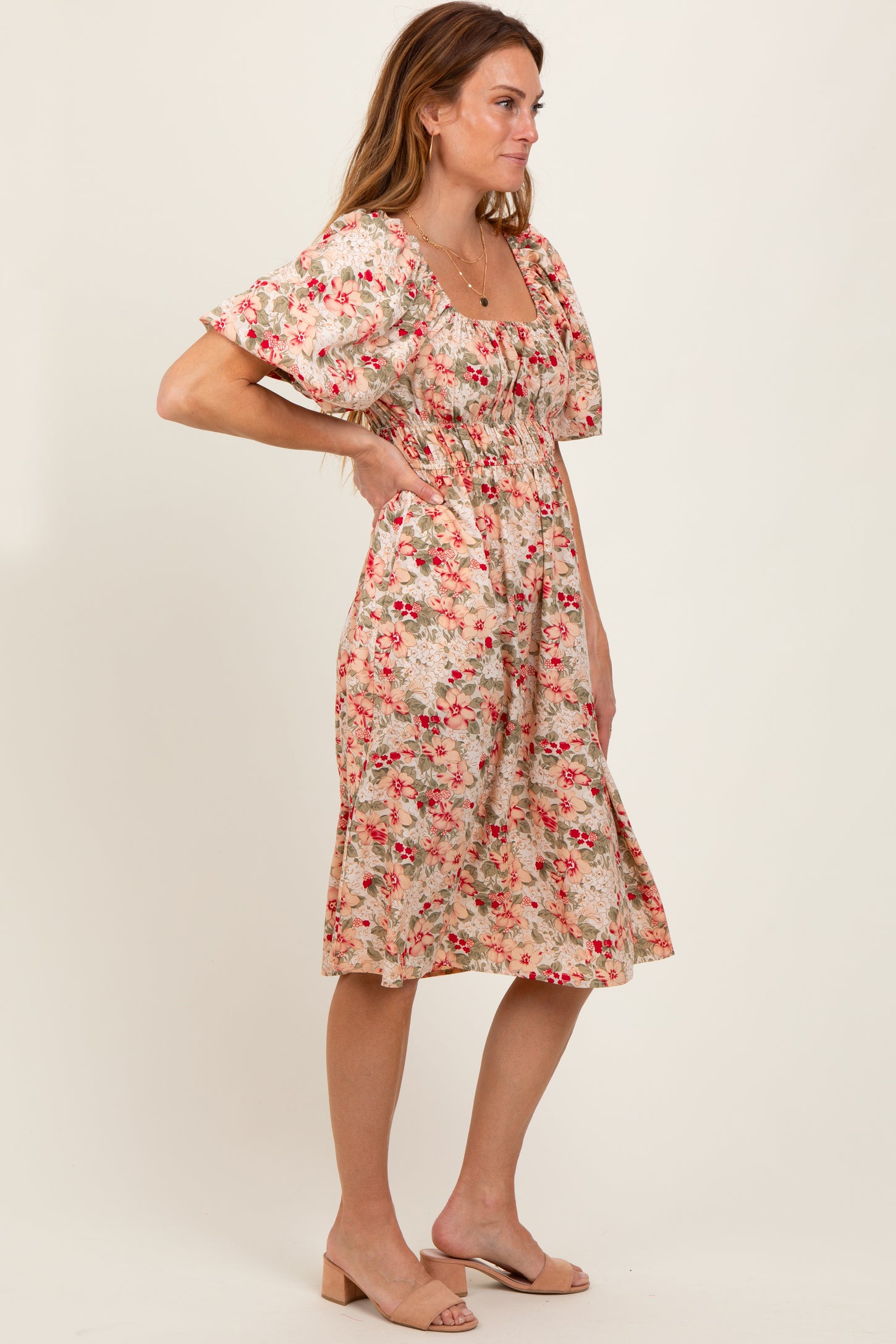 Cream Multi Printed Floral Maxi Dress