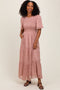 Mauve Floral Smocked Tiered Midi Dress