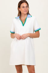 Cream Contrast Trim Maternity Mini Polo Dress