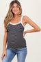Black Striped Contrast Strap Maternity Tank
