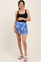 Royal Blue Printed Elastic Waist Band Maternity Shorts