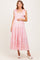 Light Pink Floral Striped Smocked Shoulder Tie Maternity Maxi Dress