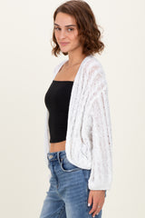 White Cable Knit Open Cardigan
