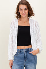 White Cable Knit Maternity Open Cardigan