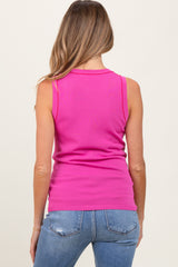 Fuchsia Knit Piping Detail Sleeveless Maternity Top