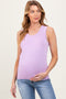 Lavender Knit Piping Detail Sleeveless Maternity Top