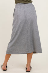 Heather Grey Terry Drawstring Midi Skirt
