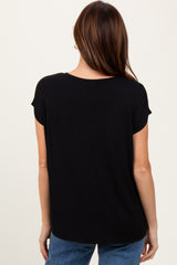 Black Dolman Sleeve Round Neck Top