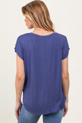 Navy Dolman Sleeve Round Neck Maternity Top