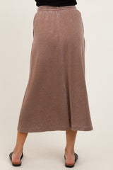 Mocha Terry Drawstring Midi Skirt