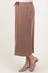 Mocha Terry Drawstring Maternity Midi Skirt