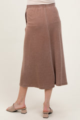 Mocha Terry Drawstring Maternity Midi Skirt