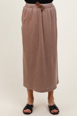 Mocha Terry Drawstring Midi Skirt