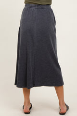 Charcoal Terry Drawstring Midi Skirt
