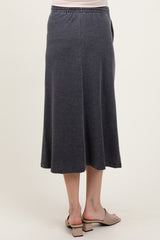 Charcoal Terry Drawstring Maternity Midi Skirt