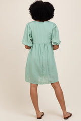 Light Olive Sheer Stripe Textured Mini Dress