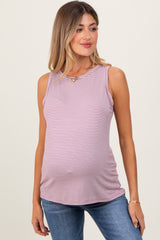 Lavender Striped Maternity Tank Top