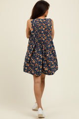 Navy Floral Denim Front Tie Romper
