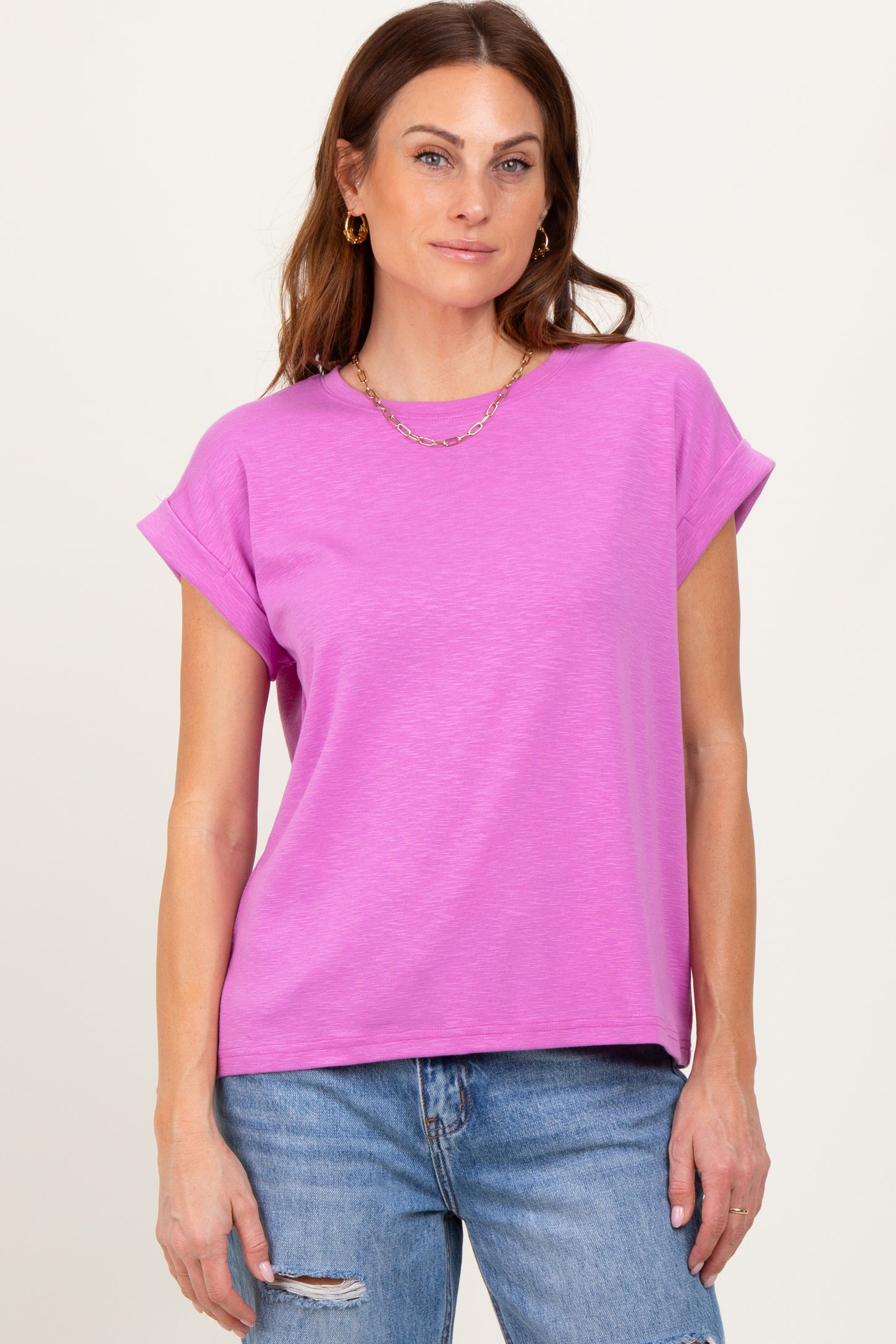 Lavender Rolled Short Sleeve Tee