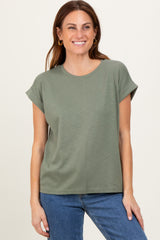 Light Olive Rolled Short Sleeve Maternity Tee