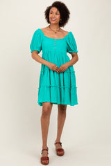 Jade Button Up Ruffle Tiered Maternity Dress