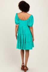 Jade Button Up Ruffle Tiered Dress