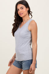 Heather Grey Basic V-Neck Tank Top
