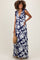 Navy Floral Deep V-Neck Shoulder Tie Maternity Maxi Dress