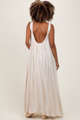 Cream O-Ring Strap Scoop Back Maternity Maxi Dress