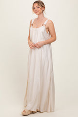 Cream O-Ring Strap Scoop Back Maxi Dress