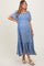 Navy Floral Button Front Maternity Midi Dress