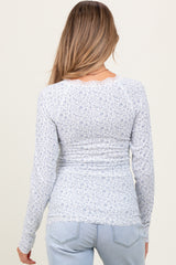 Ivory Lace Trim Floral Fitted Maternity Top