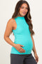 Mint Ribbed Sleeveless Mock Neck Maternity Top