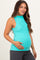 Mint Ribbed Sleeveless Mock Neck Maternity Top