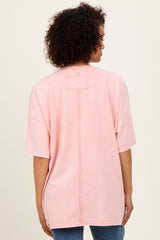 Light Pink Mineral Wash Crochet Pocket Top