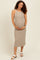 Taupe Ribbed Knit Embroidered Maternity Midi Dress