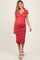 Red Striped Ribbed Henley Fitted Maternity Midi Dress
