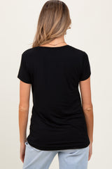 Black Round Neck Maternity Nursing Pocket T-Shirt