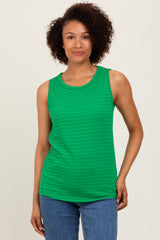 Green Textured Knit Sleeveless Top
