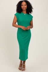 Green Basic Dolman Sleeve Midi Dress