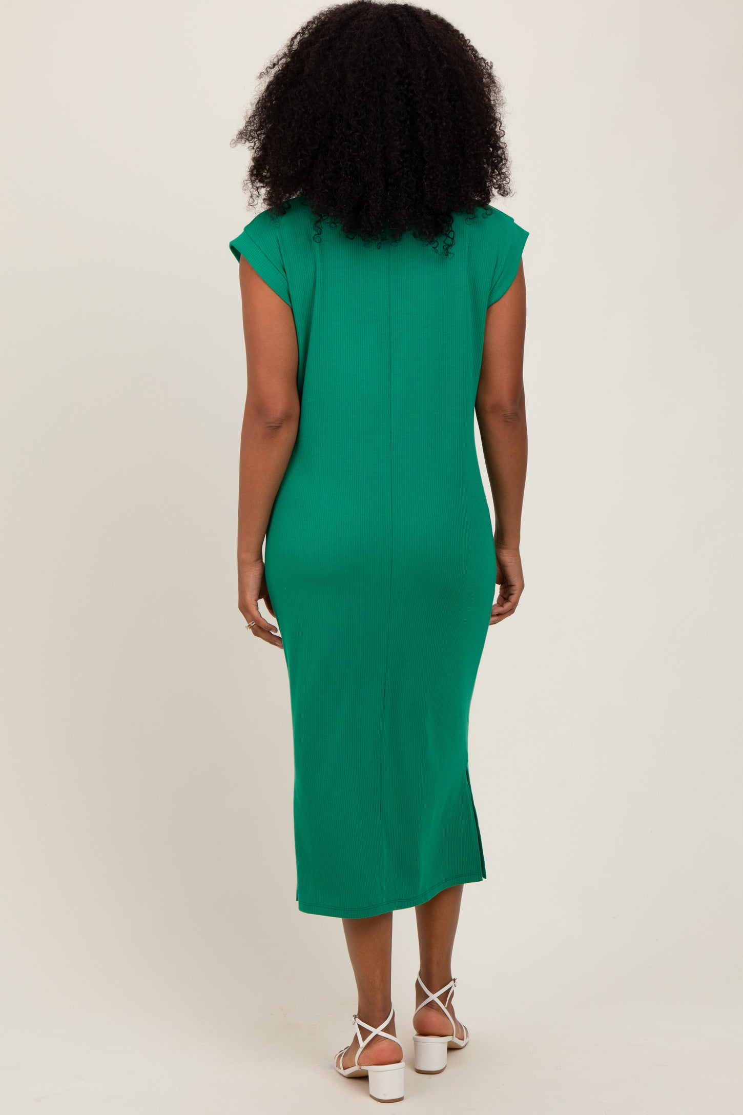 Green Basic Dolman Sleeve Midi Dress