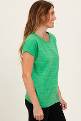 Green Heather Textured Short Sleeve Top