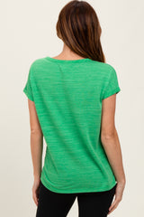 Green Heather Textured Short Sleeve Top