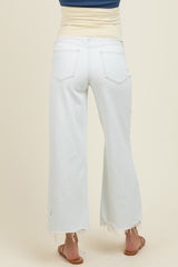 Light Blue Distressed Open Knee Cropped Wide Leg Maternity Jeans