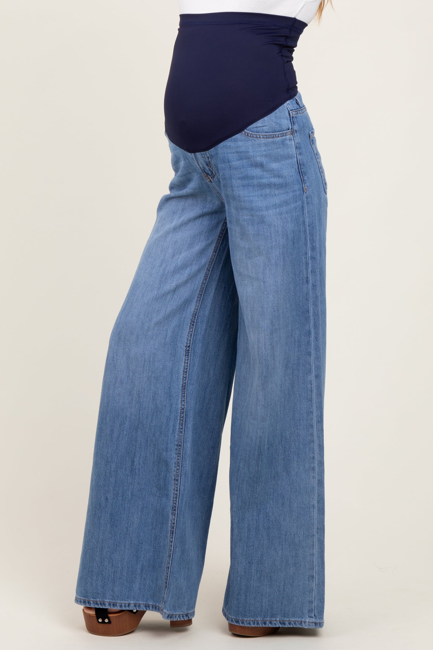 Blue Super Baggy Wide Leg Maternity Jeans